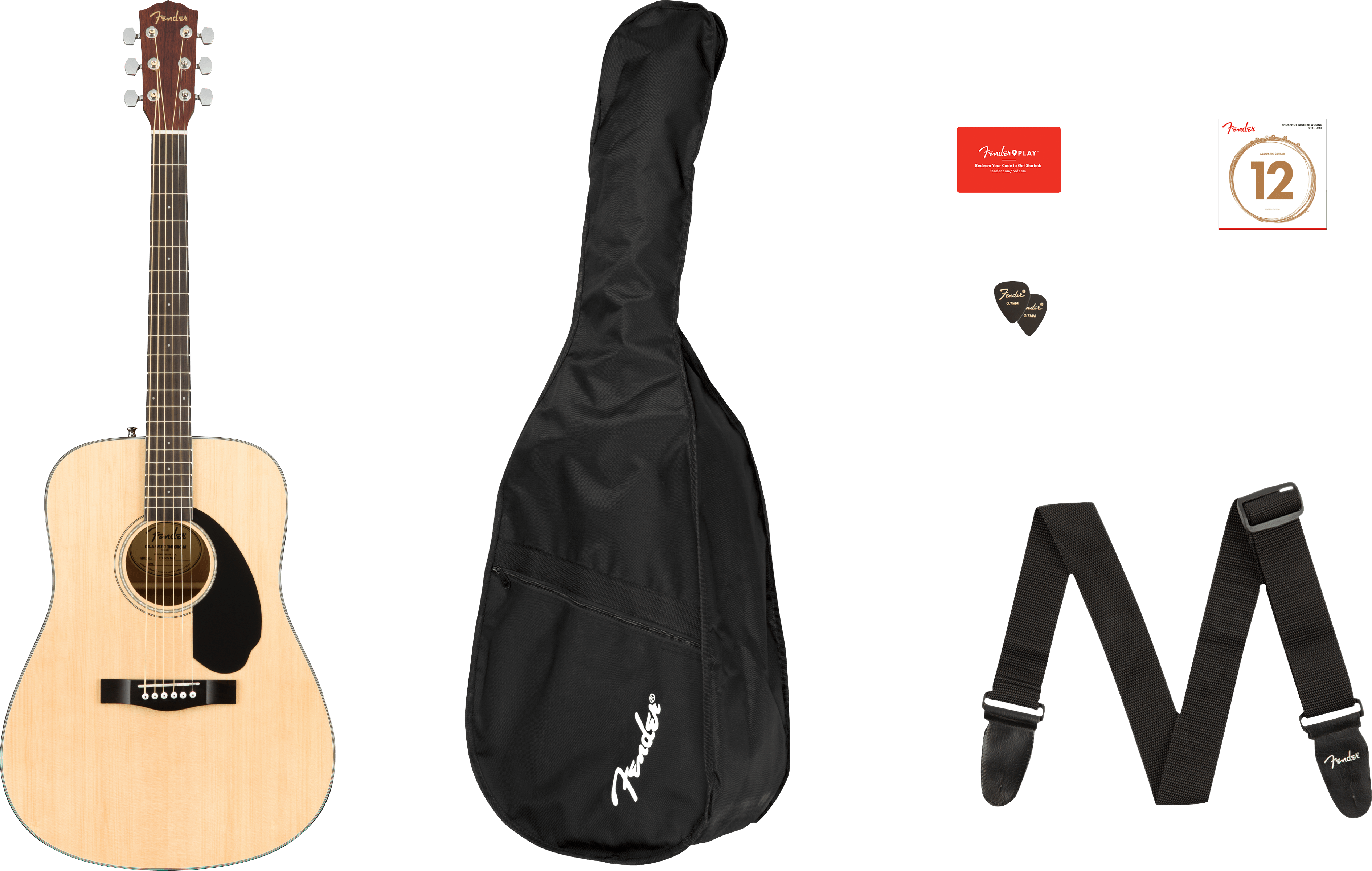 This is an image of the Fender CD-60S Dreadnought Pack V2, Natural